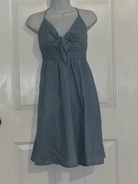 Old Navy Chambray Tie-Front Mini Dress in Blue